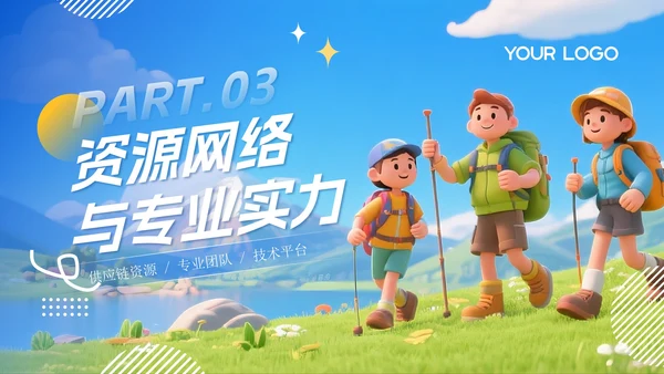 蓝色卡通探索世界发现美好PPT模板