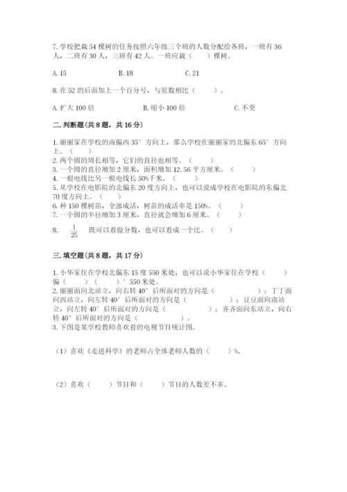 小学数学六年级上册期末测试卷带答案（名师推荐）.docx