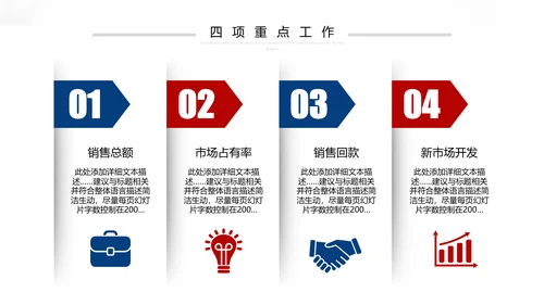 2021红蓝简约2021市场部年终总结新年计划述职报告PPT