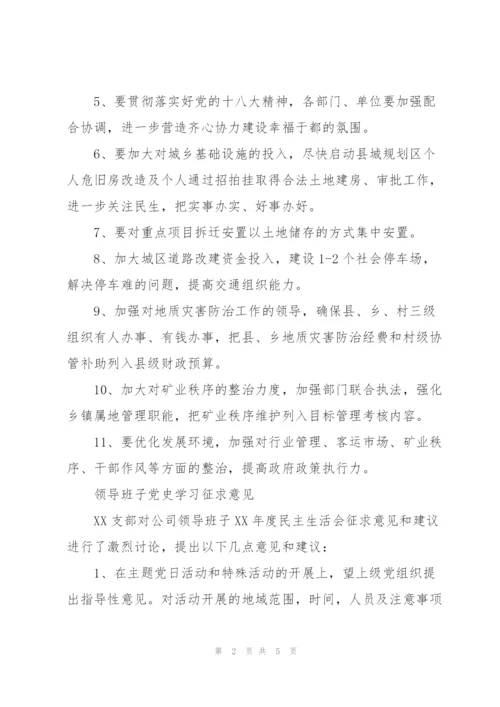 领导班子党史学习征求意见.docx