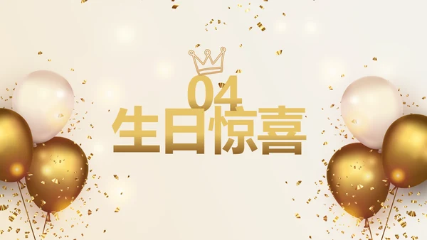 金色生日快乐生日派对纪念册电子相册动态PPT