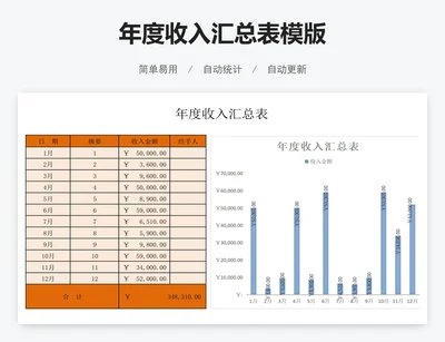 年度收入汇总表模版