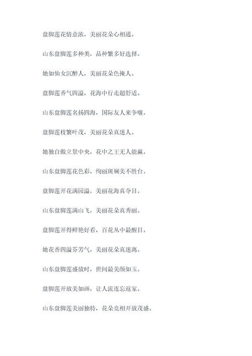 山东盘脚莲顺口溜