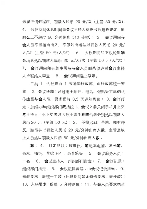 公司会议类型及考核标准