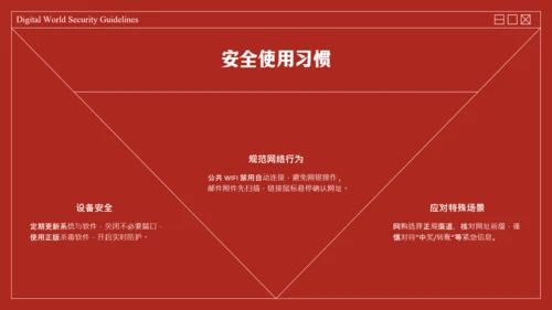 红色复古线框网络安全教育PPT模板