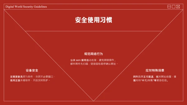 红色复古线框网络安全教育PPT模板