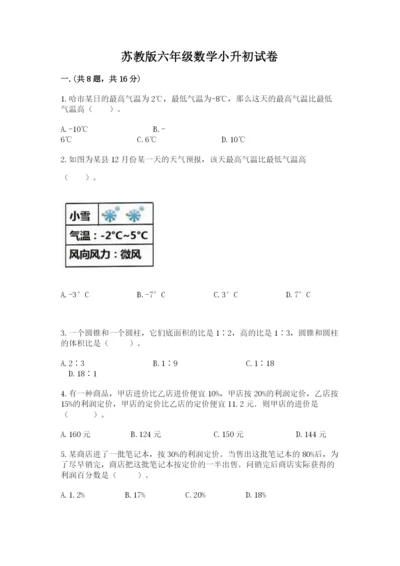 苏教版六年级数学小升初试卷附参考答案【研优卷】.docx