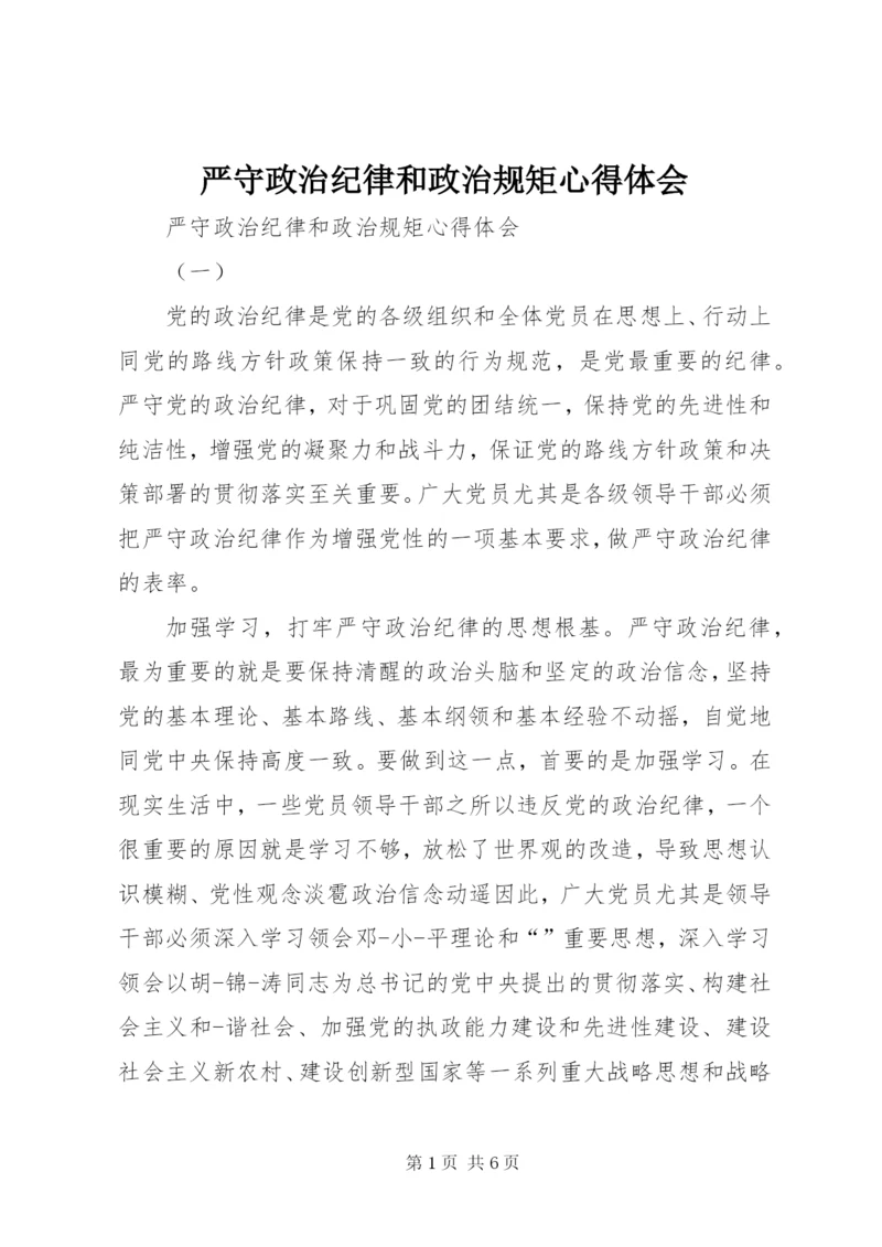 严守政治纪律和政治规矩心得体会.docx