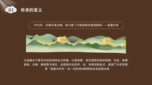 深棕色水彩插画孟姜女哭长城说课PPT课件神话故事