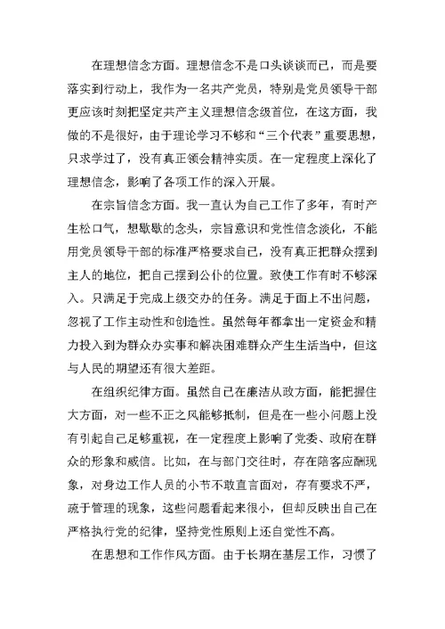 镇长的党性分析材料范文