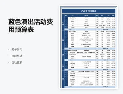 蓝色演出活动费用预算表