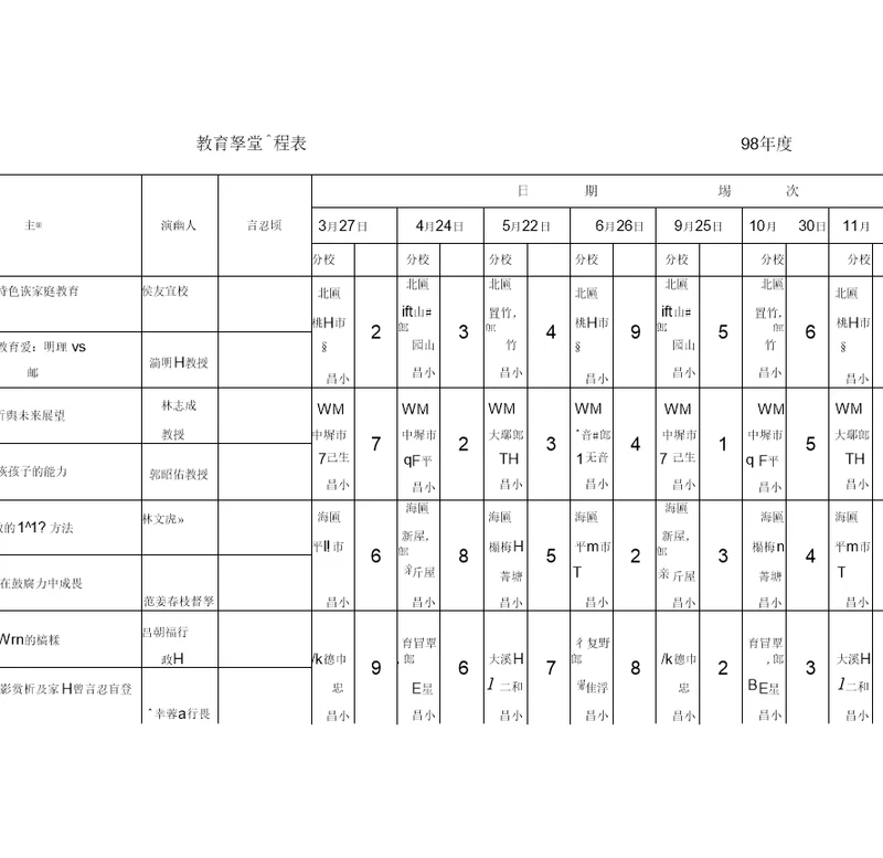 教育学堂课程表98年