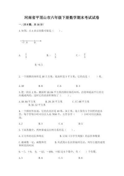 河南省平顶山市六年级下册数学期末考试试卷（名师系列）.docx