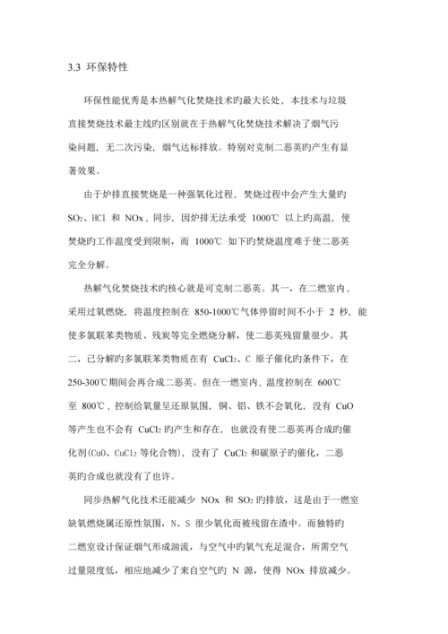 丰溪小型垃圾热解气化处理成套装置重点技术专项说明书.docx