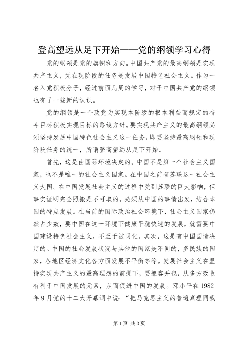 登高望远从足下开始——党的纲领学习心得.docx