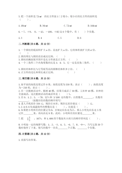 平乐县六年级下册数学期末测试卷完美版.docx