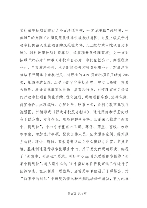 县行政审批服务工作报告材料.docx