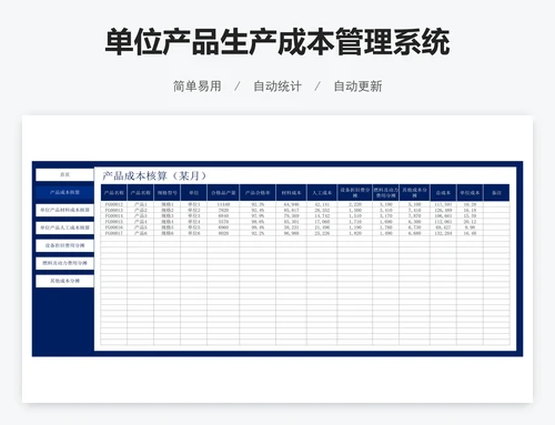 单位产品生产成本管理系统