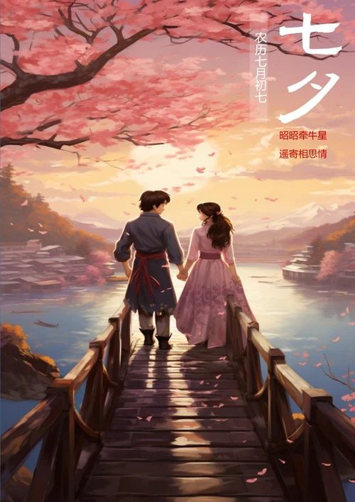 昭昭牵牛星七夕海报模板
