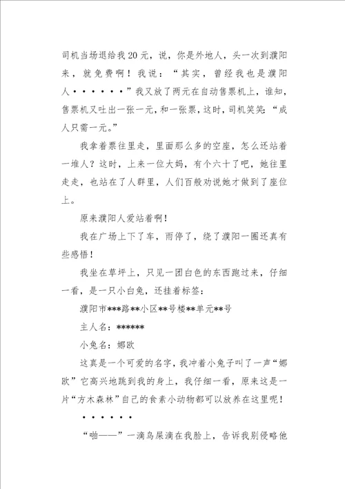 五年级作文叙事我心中的文明城市650字