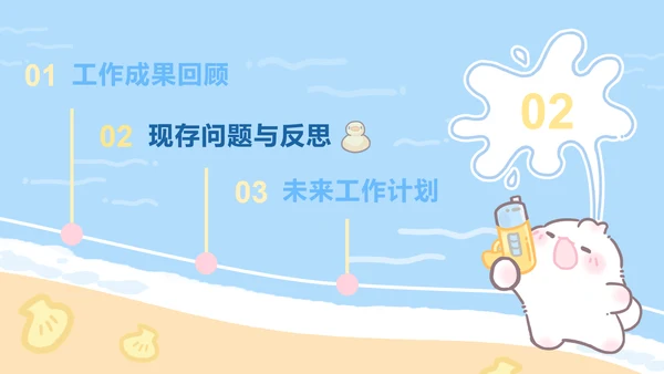 夏日眠眠兔蓝色卡通风工作总结