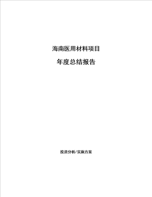 海南医用材料项目年度总结报告