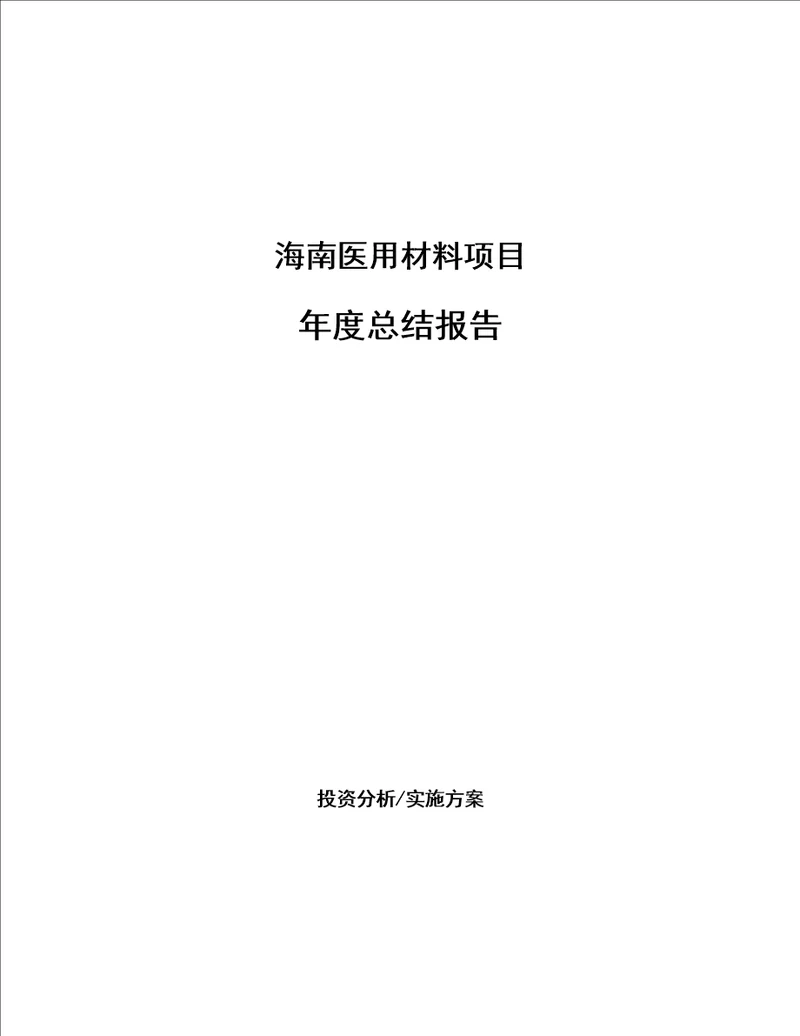 海南医用材料项目年度总结报告