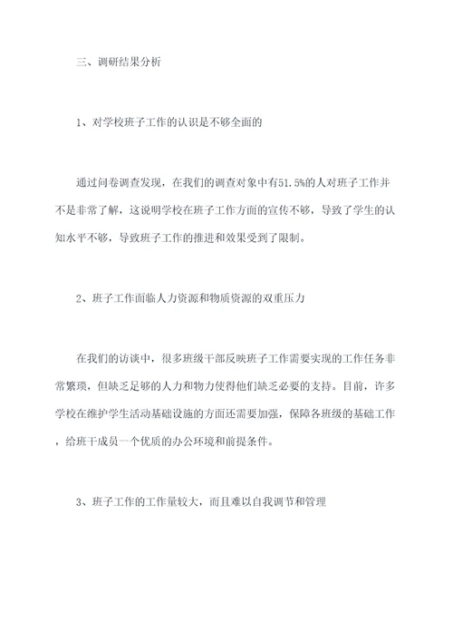 学校班子工作调研报告