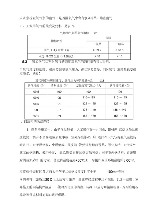 冬季施工措施钢结构