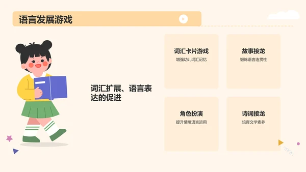 黄色卡通风学前教育游戏PPT模板