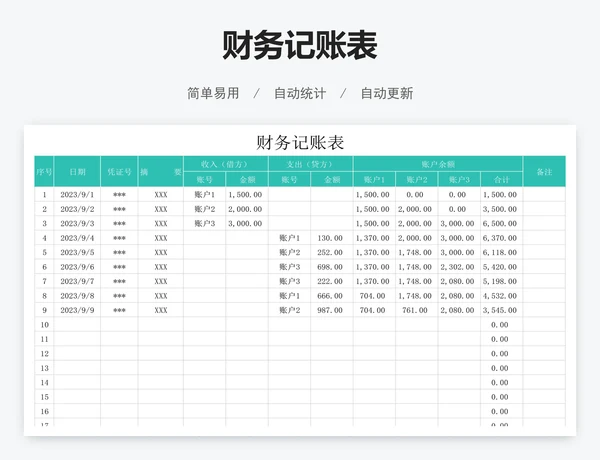 财务记账表