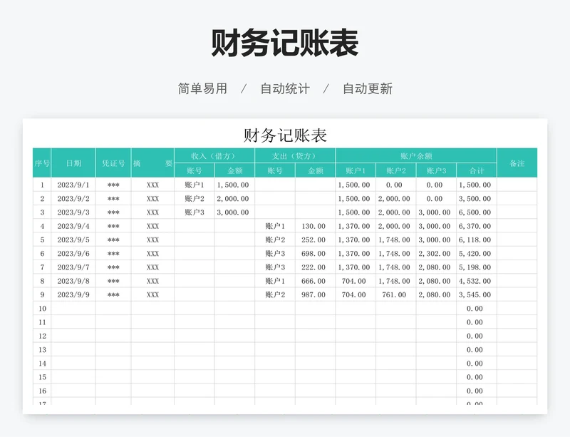 财务记账表