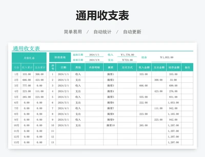 通用收支表