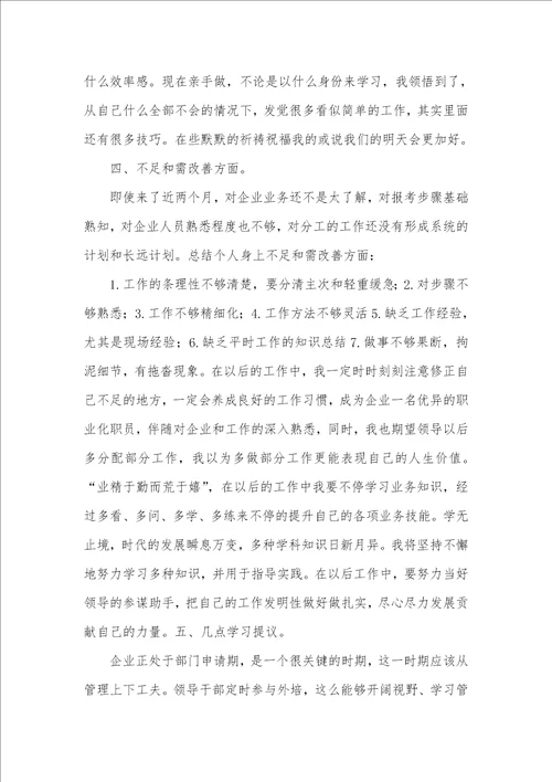 2021年新职员试用期工作总结ppt
