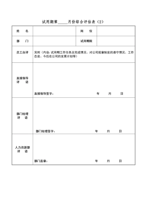 试用期管理办法及试用期考核表格.docx