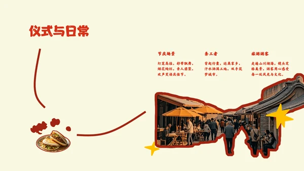 红色中国美食肉夹馍介绍PPT模板