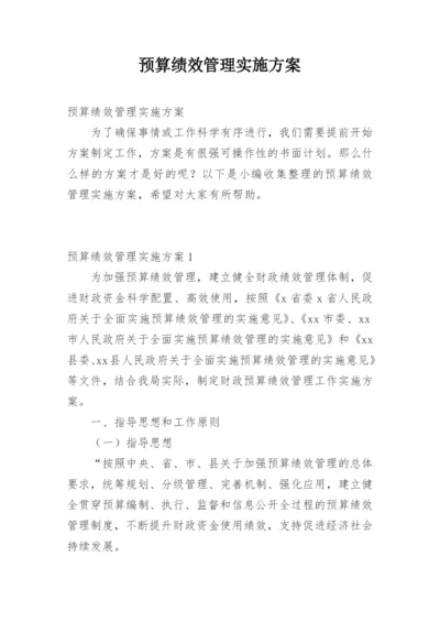 预算绩效管理实施方案.docx