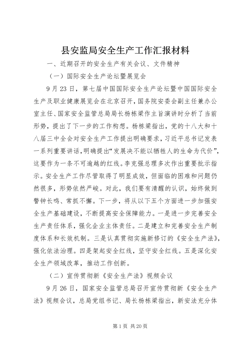 县安监局安全生产工作汇报材料.docx