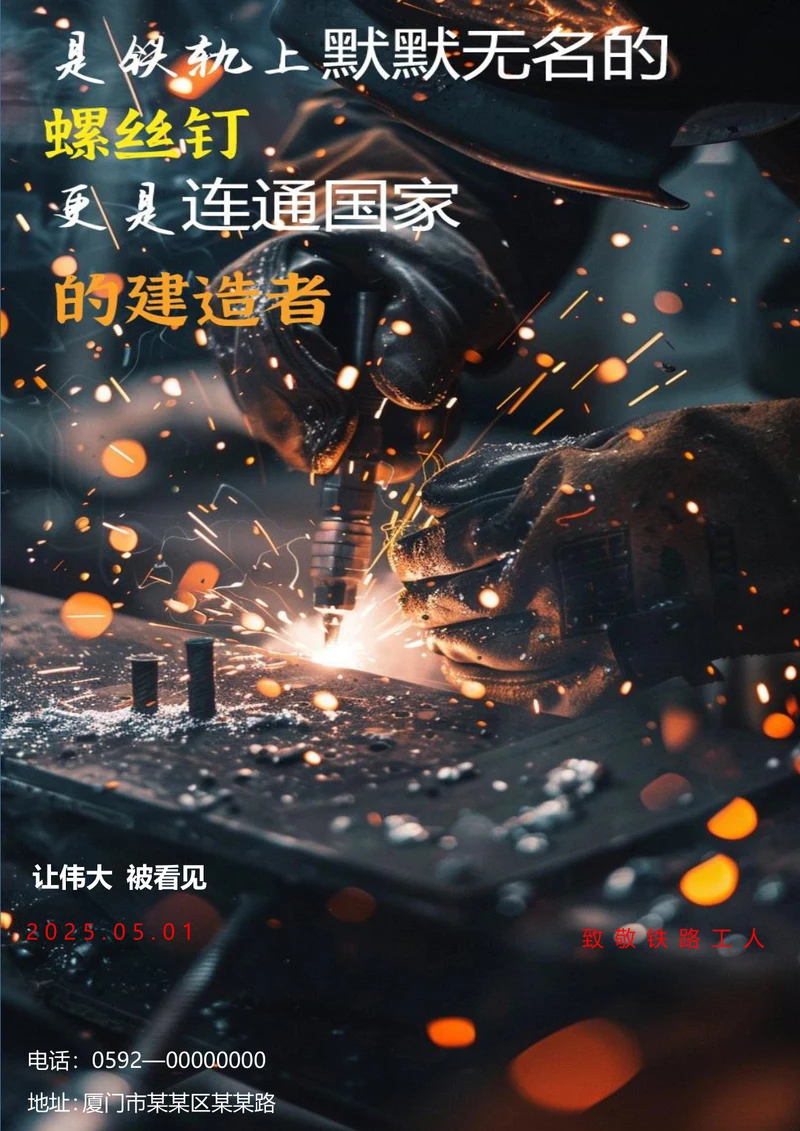 致敬铁路工人劳动节海报