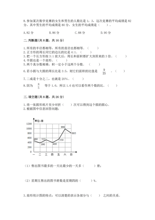 人教版数学六年级上册期末测试卷及答案（夺冠系列）.docx