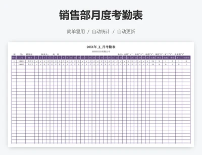 销售部月度考勤表