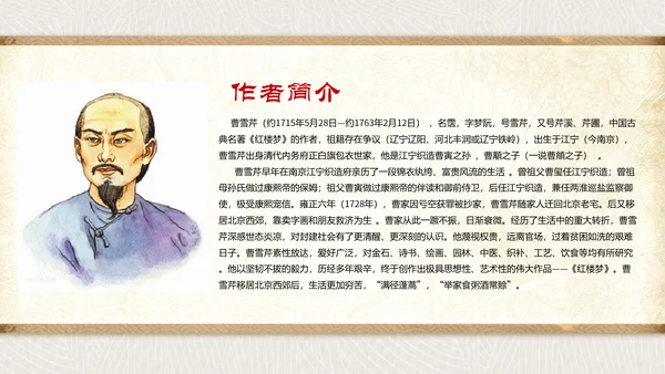 古代文学四大名著之红楼梦PPT模板