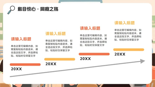 卡通手绘插画黑板风风杜绝网瘾科普主题班会PPT模板