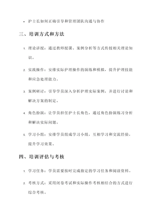 新护士长岗前培训方案