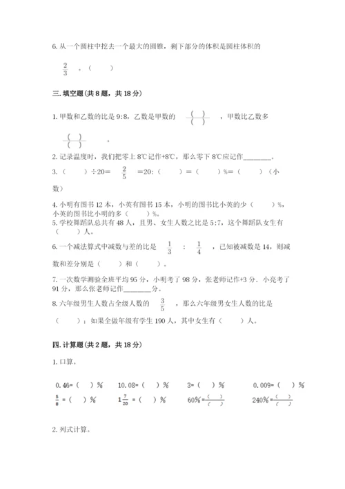 朝阳县六年级下册数学期末测试卷精选.docx
