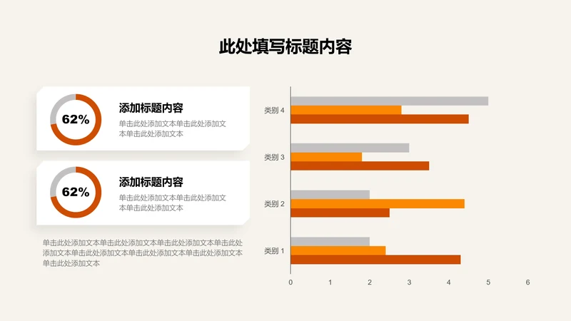 图表页-橙色简约风2项饼形条形图示