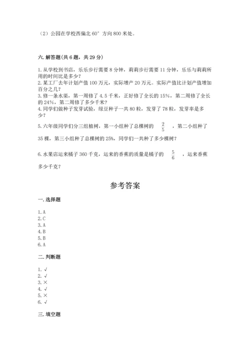 小学六年级上册数学期末测试卷及参考答案【达标题】.docx