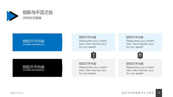 蓝色简约毕业答辩通用PPT模版