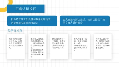 蓝黄色简约员工培训投诉处理培训PPT模板