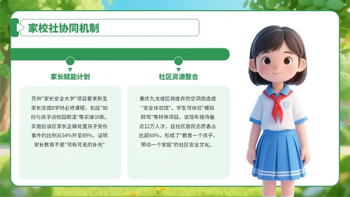 绿色卡通风学生安全教育宣传教育PPT